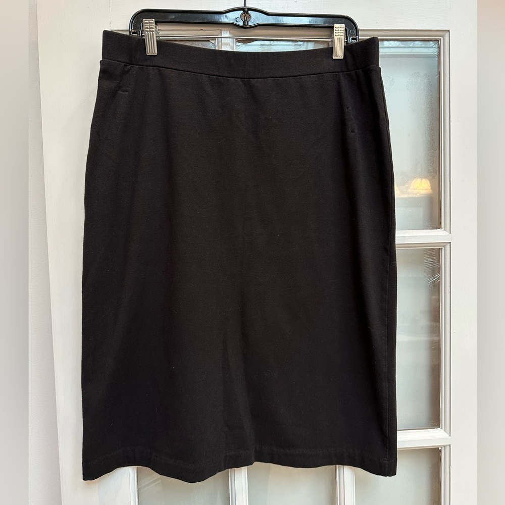 Talbots Black Timeless Classic Stretch Ponte Pull On Women's Skirt Size Large L